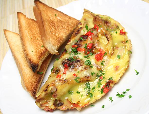 Omelette jambon fromage