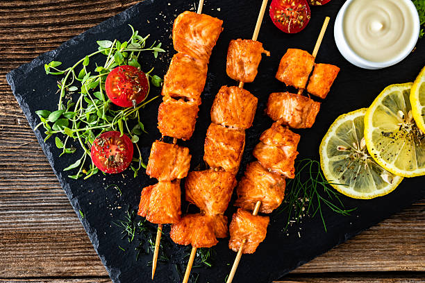 Brochette de poisson grillé